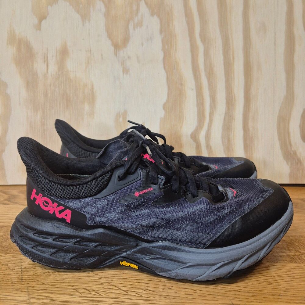 HOKA Speedgoat 5 GTX Womens 9B Black Gore-Tex Vibram Trail Running Shoes